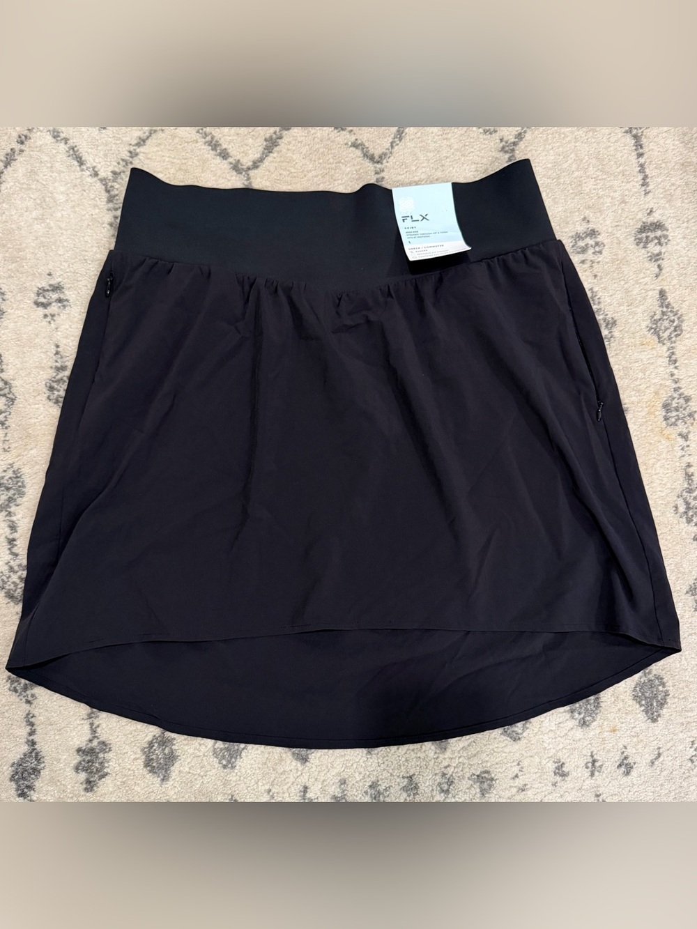 FLX Black High-Low Active Skirt with Wide Waistband